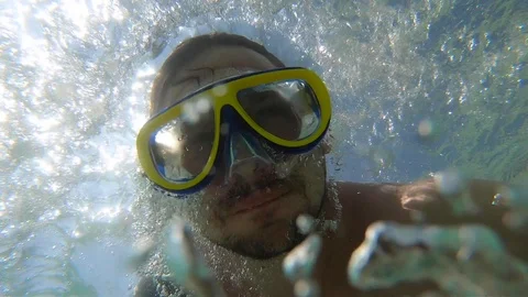 Close-up of a diver’s face. Stock Footage 123972238
