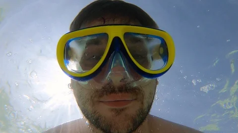 Close-up of a diver’s face. Stock Footage 123972440