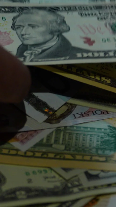 Close Up Of Diverse International Banknotes Including US Dollars And Euros Stock Footage 339971836