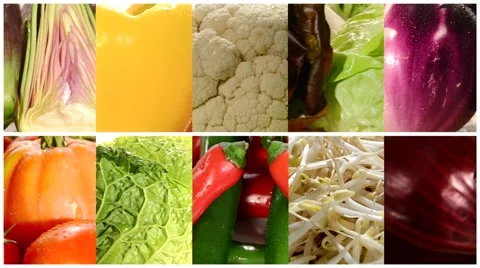 Close up of diverse vegetables, montage 库存影片 44554175