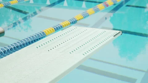 Close-Up Diving Board In Olympic Public Pool 4K 48FPS SLO-MO Stock Footage 203788555