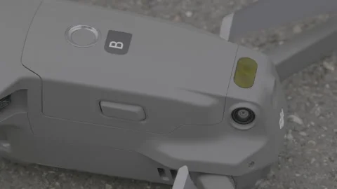 Close-up of a DJI Mavic battery on the drone ready to take off Stock Footage 165393673