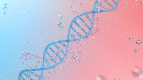 Close up of DNA molecule spinning with molecular structure background Stock Footage 327532152
