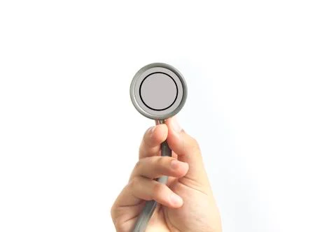Close-up of  doctor using stethoscope , focus on stethoscope Foto stock