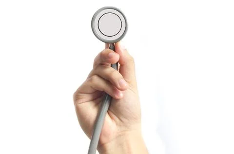Close-up of  doctor using stethoscope , focus on stethoscope Foto stock