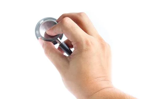 Close-up of  doctor using stethoscope , focus on stethoscope Stock Photos