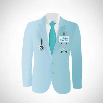 Close up of a doctors lab blue coat Illustrazione stock