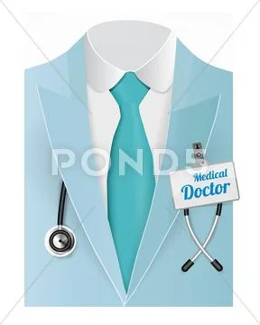 Close up of a doctors lab blue coat Stock Illustration