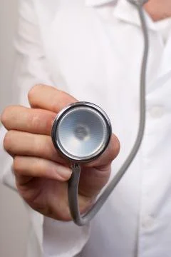 Close up of a doctors lab white coat Stock Photos
