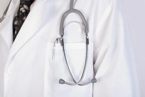 Close up of a doctors lab white coat Stock Photos