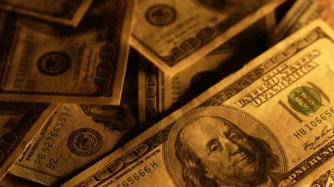 Close up Dollar Bills Banknotes Us Dollars Under Candlelight In The Dark Stock Footage 263456021