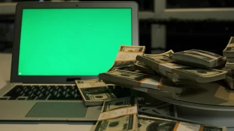 Close up dollars banknote bundle 100 USD money in pyramid on table rotate. 스톡 동영상 248101419