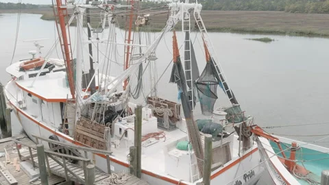 Close up dolly shot of rigging on a shrimp boat Stock Footage 237095150