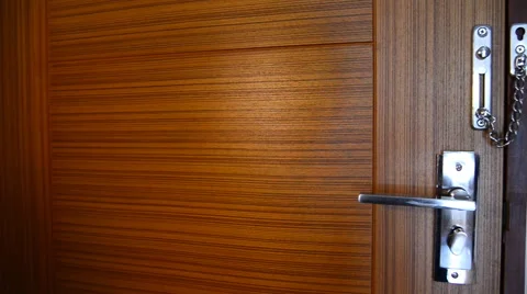 Close door and lock inside with security equipment. Stock Footage 52460694