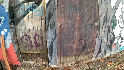 Close up of a door Graffiti Stock Footage 152754112
