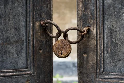 Close Door by Padlock Stock Photos