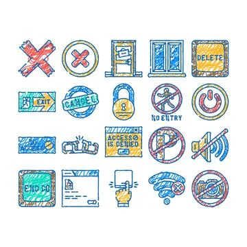 Close door store board icon hand drawn Stock Illustration