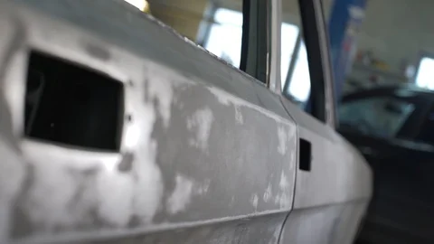 Close-up of doors without handles, old car Stock Footage 129285510