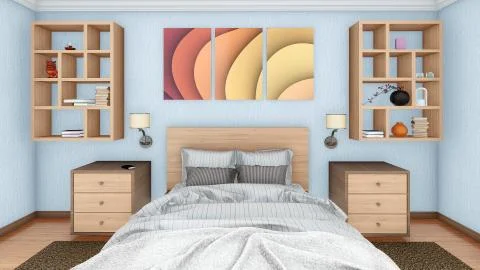 Close-up of double bed in modern bedroom interior Stock Illustration