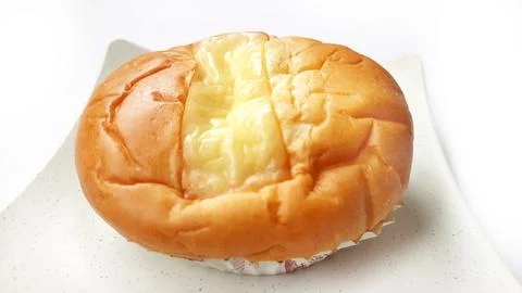 Close up of double cheese bread on plate Foto stock