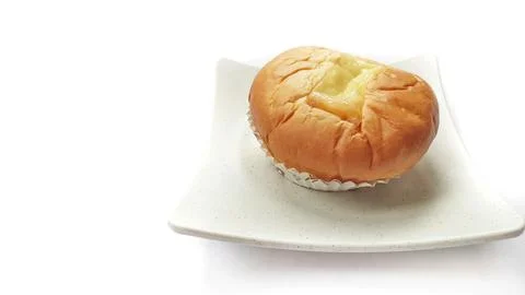 Close up of double cheese bread on plate Stock Photos