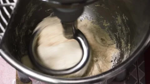 Close-up of Dough Kneading in a Professional Bakery Mixer Stock Footage 331632490