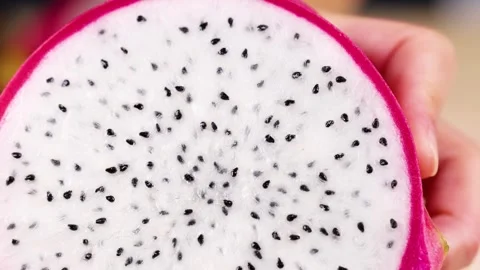 Close-Up of Dragon Fruit Handling Stock Footage 308517301