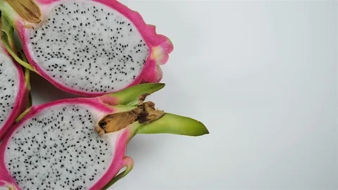 Close up of Dragon Fruit (Pitaya) cut in half. Stock Footage 102630565