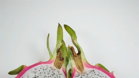 Close up of Dragon Fruit (Pitaya) cut in half. Stock Footage 102632121