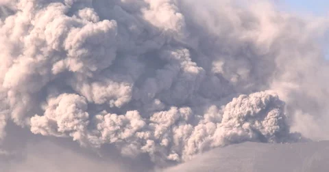 Close Up Dramatic Volcanic Eruption Ash Cloud Stock Footage 46668759