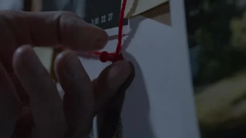 Close up of draw pin being put into evidence board Stock Footage 312455433