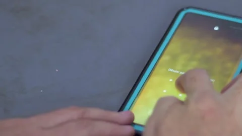 Close-Up draw security pattern On Phone Login Screen. Entering Password, user Stock Footage 310314796
