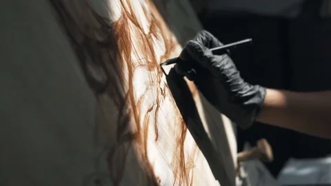 Close-up of Drawing Hand on Picture 库存影片 80905020