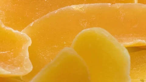 Close-up of dried apricot slices Stock Footage 328346144