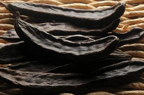 Close up of the dried carobs Stock Photos