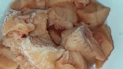 Close-up of dried chicken in a bowl Stock Footage 313721691