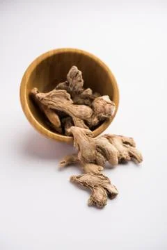 Close up of Dried ginger or Sonth isolated on white background Stock Photos