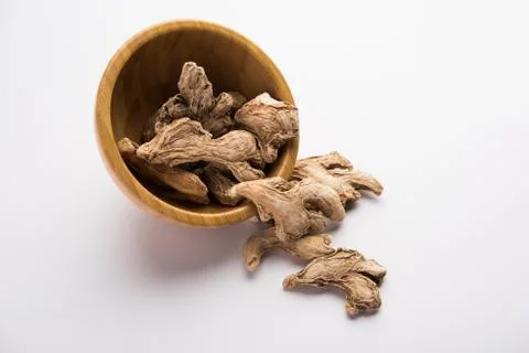 Close up of Dried ginger or Sonth isolated on white background Stock Photos