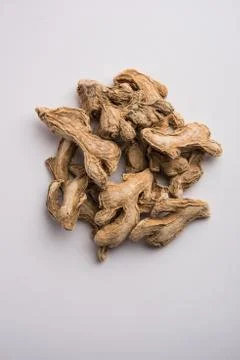 Close up of Dried ginger or Sonth isolated on white background Stock Photos