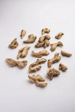Close up of Dried ginger or Sonth isolated on white background Stock Photos