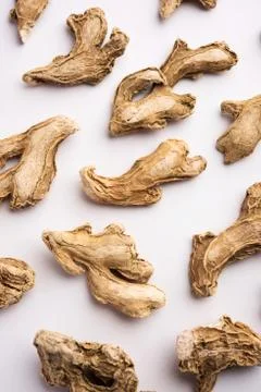 Close up of Dried ginger or Sonth isolated on white background Foto stock