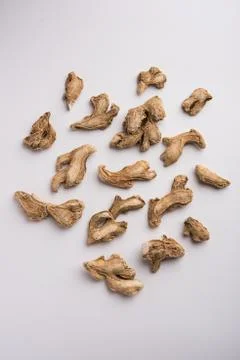 Close up of Dried ginger or Sonth isolated on white background Foto stock