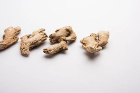 Close up of Dried ginger or Sonth isolated on white background Stock Photos