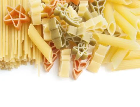 Close up of a dried italian pasta on white Stock Photos