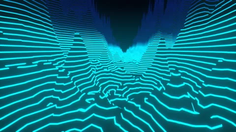 Close-Up Drift Over Neon Ridges in Metallic Canyon, 4K ProRes 422 HQ Stock Footage 336746901