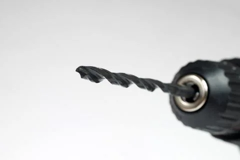 Close-Up Of Drill Against White Background Stock Photos