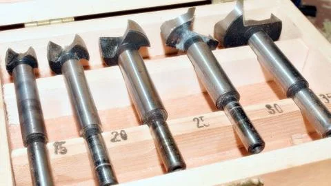 Close Up of Drill Bit Boring Set Foto stock