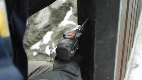 Close up of Drill bit Drilling into metal Pipe Stock Footage 269495291