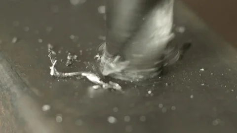 Close-up of a drill drilling through steel Video stock 74761153