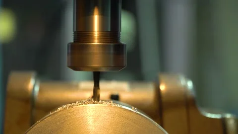 Close-up of a drill on a lathe. Stock Footage 145867605